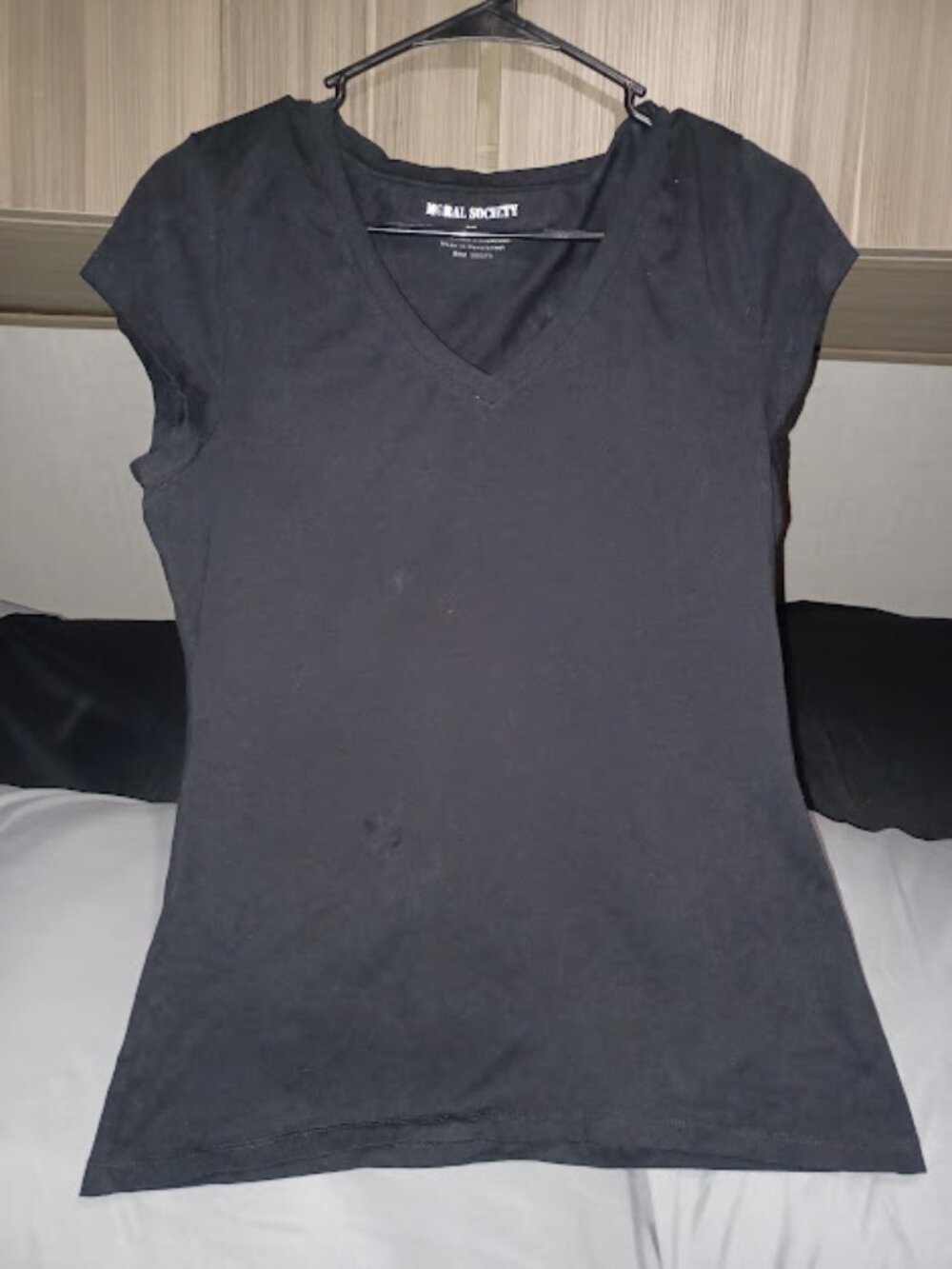 Moral Society Black V-neck tee